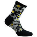 Chaussettes sur Grenoble : Chaussettes Kindy Mi-chaussettes jersey "Big Flowers" Fabrication Fran&ccedil;aise Noir
