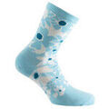 Chaussettes sur Grenoble : Chaussettes Kindy Mi-chaussettes jersey "Big Flowers" Fabrication Fran&ccedil;aise Bleu