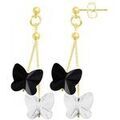 Boucles oreilles Sc Boh&egrave;me BS161-ASE038-DORE-JET+CRYS Blanc Grenoble