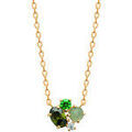 Collier Brillaxis Collier plaqu&eacute; or oxydes de zirconium vert Jaune Grenoble