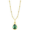 Collier Lotus Collier Silver Solitaire dor&eacute; et goutte verte Jaune