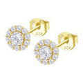 Boucles oreilles Lotus Puces d'oreilles Silver ronds dor&eacute;s empierr&eacute;s Jaune Grenoble