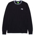 T-shirt Huf T-SHIRT JACQUARD NECK KNIT TOP BLACK LS Grenoble