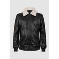 Vestes sur Grenoble : Veste Enorsia Blouson Hommes Col Borg Amovible Cuir V&eacute;ritable Noir Noir