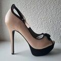 Chaussures &agrave; talons femme sur Grenoble : Chaussures escarpins Justfab Escarpins beige noir 15cm