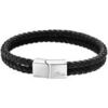 Bracelets Lotus Bracelet Style homme cuir noir tress&eacute; double Blanc