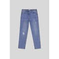 Jeans sur Grenoble : Jeans mom Enorsia Jeans taille haute, coupe droite, d&eacute;chir&eacute;s Bleu