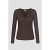 T-shirt Enorsia Haut &agrave; col en V profond, manches longues, en tissu &agrave; c&ocirc;tes Marron