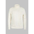 Pull Enorsia Pull Col Roul&eacute; en Coton Premium Tricot&eacute; &agrave; Torsades Beige