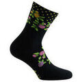 Chaussettes Achile Mi-chaussettes Fleurs Fabrication fran&ccedil;aise Noir Grenoble