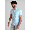 Chemise Enorsia Chemise en coton et lin bleu ciel &agrave; col grand-p&egrave;re Bleu