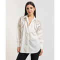Chemises sur Grenoble : Chemise Fracomina Chemise femme avec broderies appliqu&eacute;es Beige