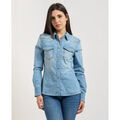 Chemise Fracomina Chemise femme avec lavage d&eacute;lav&eacute; Bleu Grenoble