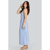 Robe Enorsia Robe jersey midi sans manches &agrave; col rond avec d&eacute;tails volants Bleu