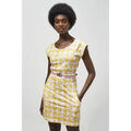 Robe courte Enorsia Robe en jersey imprim&eacute;e ceintur&eacute;e Jaune Grenoble