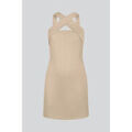 Robe courte Enorsia Robe avec devant crois&eacute; et d&eacute;collet&eacute; en sabot Beige Grenoble