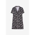 Robe courte Enorsia Robe &agrave; imprim&eacute; feuille avec col Noir