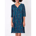 Robe courte La Fiancee Du Mekong Robe imprim&eacute;e &eacute;vas&eacute;e manches 3/4 IZOE Bleu