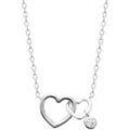 Collier Brillaxis Collier double coeur argent rhodi&eacute; pampille OZ Blanc