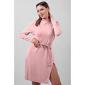 Robe courte Enorsia Robe midi &agrave; col montant et ceinture &agrave; nouer Rose