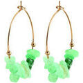 Boucles d'oreille sur Grenoble : Boucles oreilles Brillaxis Cr&eacute;oles plaqu&eacute; or quartzite vert 30mm Jaune