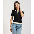 Polo Guess Polo pour femme avec bords contrast&eacute;s Noir