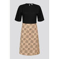 Robe courte Enorsia Robe Jersey avec D&eacute;tail de Jupe Imprim&eacute; Noir Grenoble