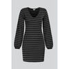 Robe courte Enorsia Robe mini &agrave; manches longues avec col en V en argent m&eacute;tallique Noir