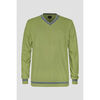Pull Enorsia Sweat &agrave; col en V avec contraste de c&ocirc;tes Vert