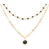 Collier Orusbijoux Collier Argent Dor&eacute; Double Chaine Et Pierres Naturelles Dor&eacute;