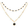 Colliers sur Grenoble : Collier Orusbijoux Collier Argent Dor&eacute; Double Chaine Et Pierres Naturelles Dor&eacute;