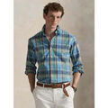 Chemise Ralph Lauren Chemise &agrave; carreaux ajust&eacute;e bleue en popeline Bleu