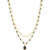 Collier Orusbijoux Collier Argent Dor&eacute; Goutte Doubles Cha&icirc;nes Pierres Spinelle Dor&eacute;