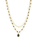 Colliers sur Grenoble : Collier Orusbijoux Collier Argent Dor&eacute; Goutte Doubles Cha&icirc;nes Pierres Spinelle Dor&eacute;