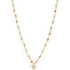 Collier Orusbijoux Collier Argent Dor&eacute; C?ur Diamant&eacute; Et Pierres Quartz Rose Dor&eacute;