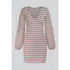 Robe courte Enorsia Robe mini &agrave; manches longues avec col en V en argent m&eacute;tallique Marron