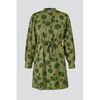 Robe courte Enorsia Robe verte floral &agrave; col haut, ceintur&eacute;e et mini Vert