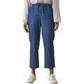 Pantalon Daxon by - Pantacourt chambray &eacute;lastiqu&eacute; Bleu Grenoble