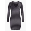 Robe courte Enorsia Robe mini en jersey &agrave; c&ocirc;tes, manches longues, col en V Gris