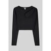 T-shirt Enorsia Haut court c&ocirc;tel&eacute; et legging taille haute assortis Noir