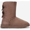 Bottines Vera Collection Bottines femmes fourr&eacute;es plates avec n?uds, Taupe Beige
