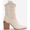 Bottines Vera Collection Bottes Santiags mi-mollet Style Western, Beige