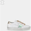 Baskets Vera Collection Baskets femme &agrave; lacets cuir blanc, motif &eacute;toile Blanc