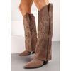 Bottes Vera Collection Bottes cowboy style santiags gu&ecirc;tre, Taupe Marron