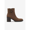 Bottines Vera Collection Bottine femmes &agrave; talon en nubuck avec boucle, Camel Marron