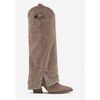 Bottes Vera Collection Bottes Santiags gu&ecirc;tres style Cowboy clout&eacute;es, Taupe Beige