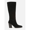 Bottes Vera Collection Bottes Noires &agrave; talon bloc, en cuir su&eacute;d&eacute; Noir