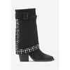 Bottines Vera Collection Bottines Santiags gu&ecirc;tres style Cowboy clout&eacute;s, Noir Noir