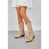 Boots Vera Collection Bottes Santiags su&eacute;dine style Cowboy, Taupe Beige