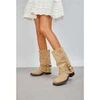 Boots Vera Collection Biker boots gu&ecirc;tre avec boucle semelle crant&eacute;e, Taupe Beige